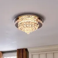 Round LED Ceiling Light with Crystal - Chrome