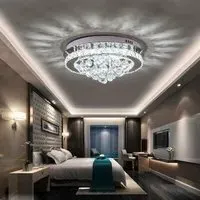 Round LED Ceiling Light with Crystal - Chrome