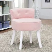 Round Vanity Stool with Backrest - Velvet