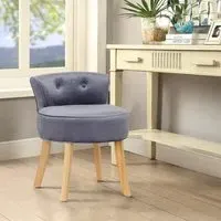 Round Vanity Stool with Backrest - Velvet