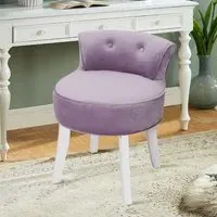 Round Vanity Stool with Backrest - Velvet