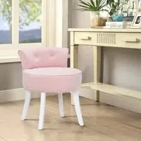 Round Vanity Stool with Backrest - Velvet