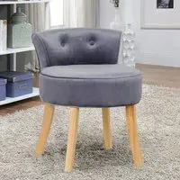 Round Vanity Stool with Backrest - Velvet
