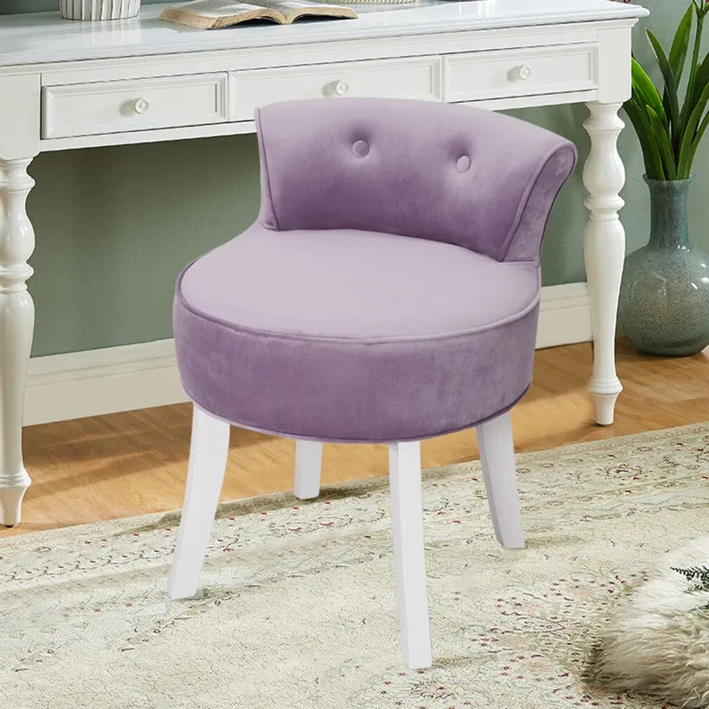 Round Vanity Stool with Backrest - Velvet image