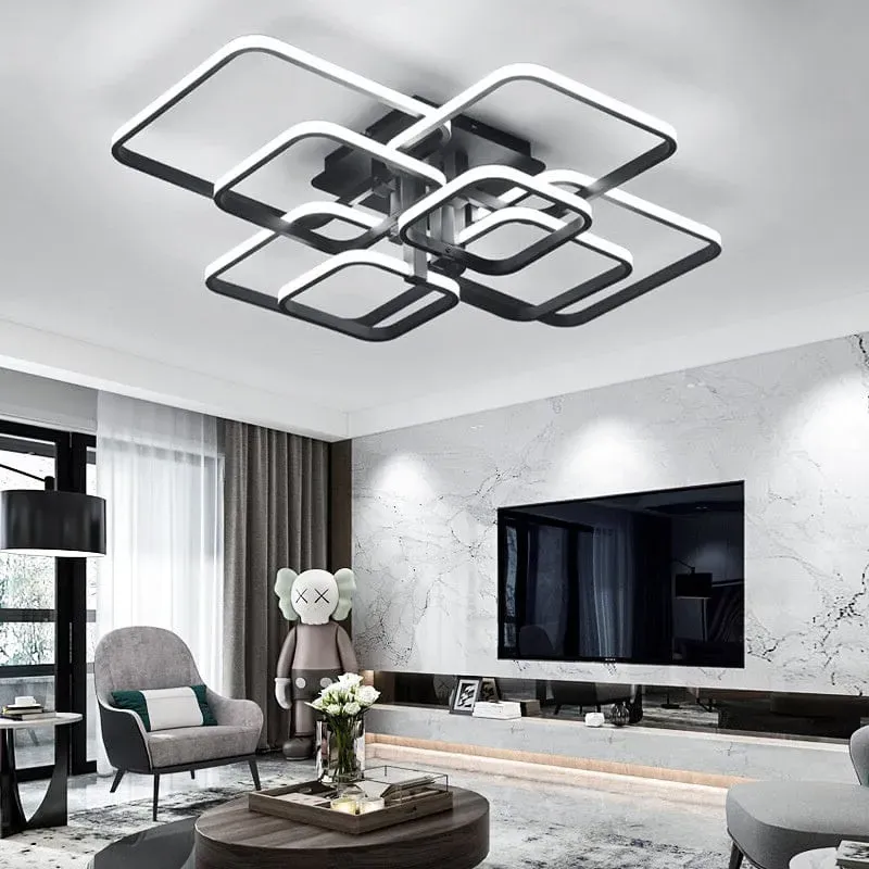 Semi Flush LED Ceiling Light - Black, Metal image