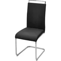 Set of 2 Dining Chairs - Black, PU Leather