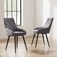 Set of 2 Dining Chairs with Arms - Velvet