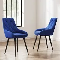 Set of 2 Dining Chairs with Arms - Velvet