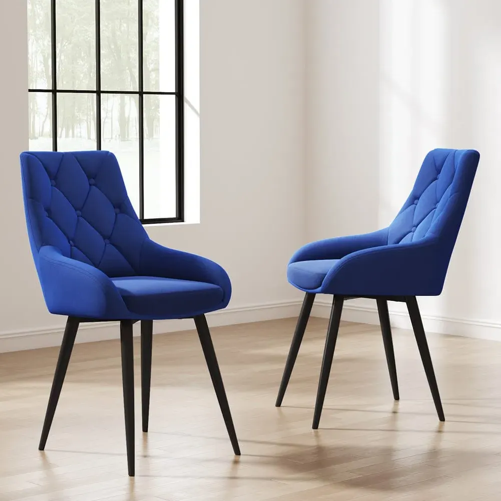 Set of 2 Dining Chairs with Arms - Velvet image