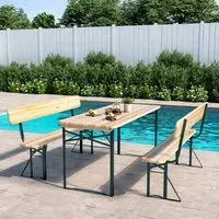 Set of 2 Folding Garden Benches - Natural, Cedar