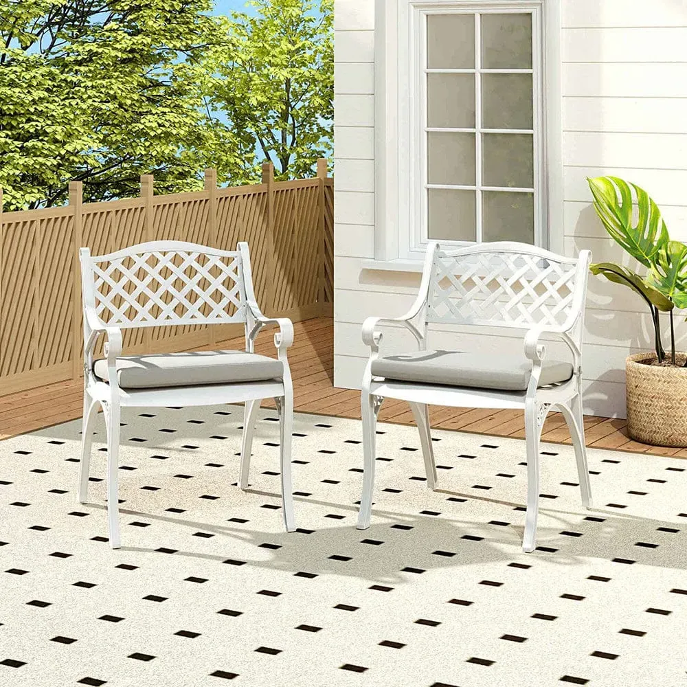 Set of 2 Garden Chairs with Cushions - Cast Aluminium image