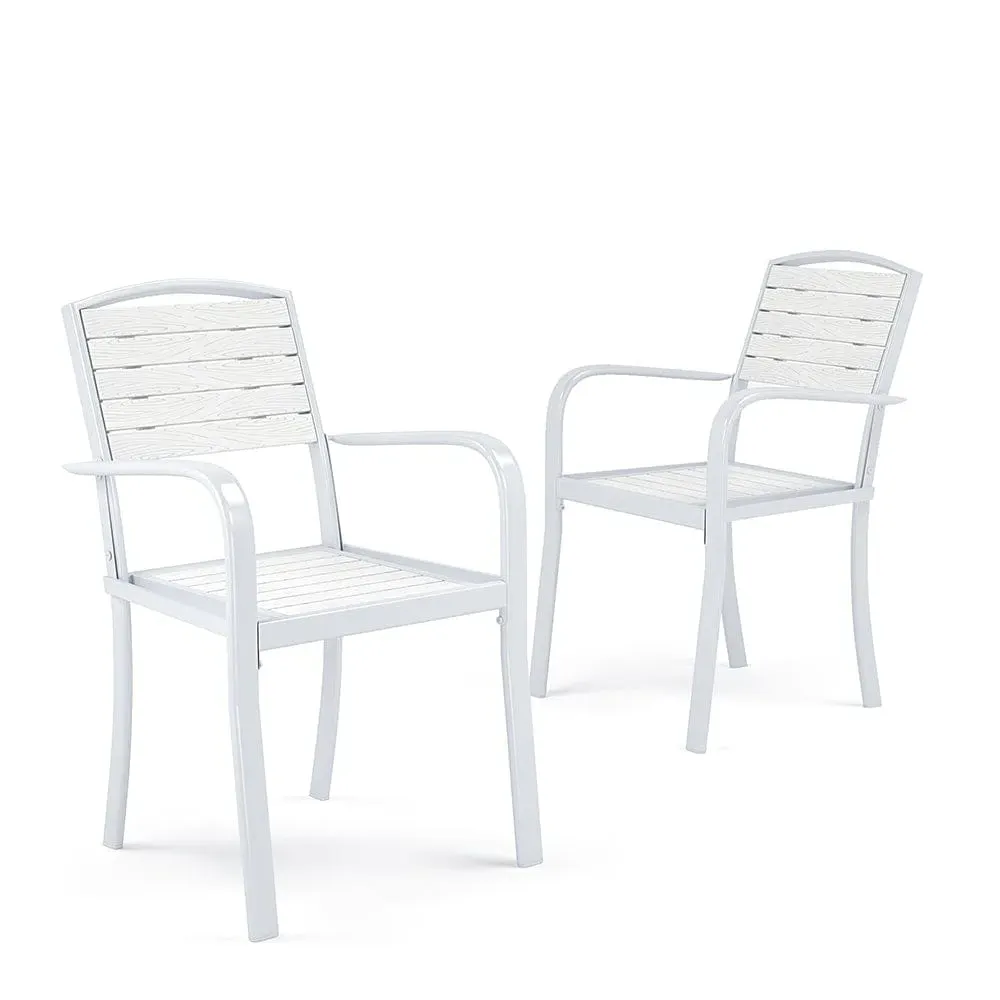 Set of 2/4 Garden Armchairs - Wood Effect, Metal image