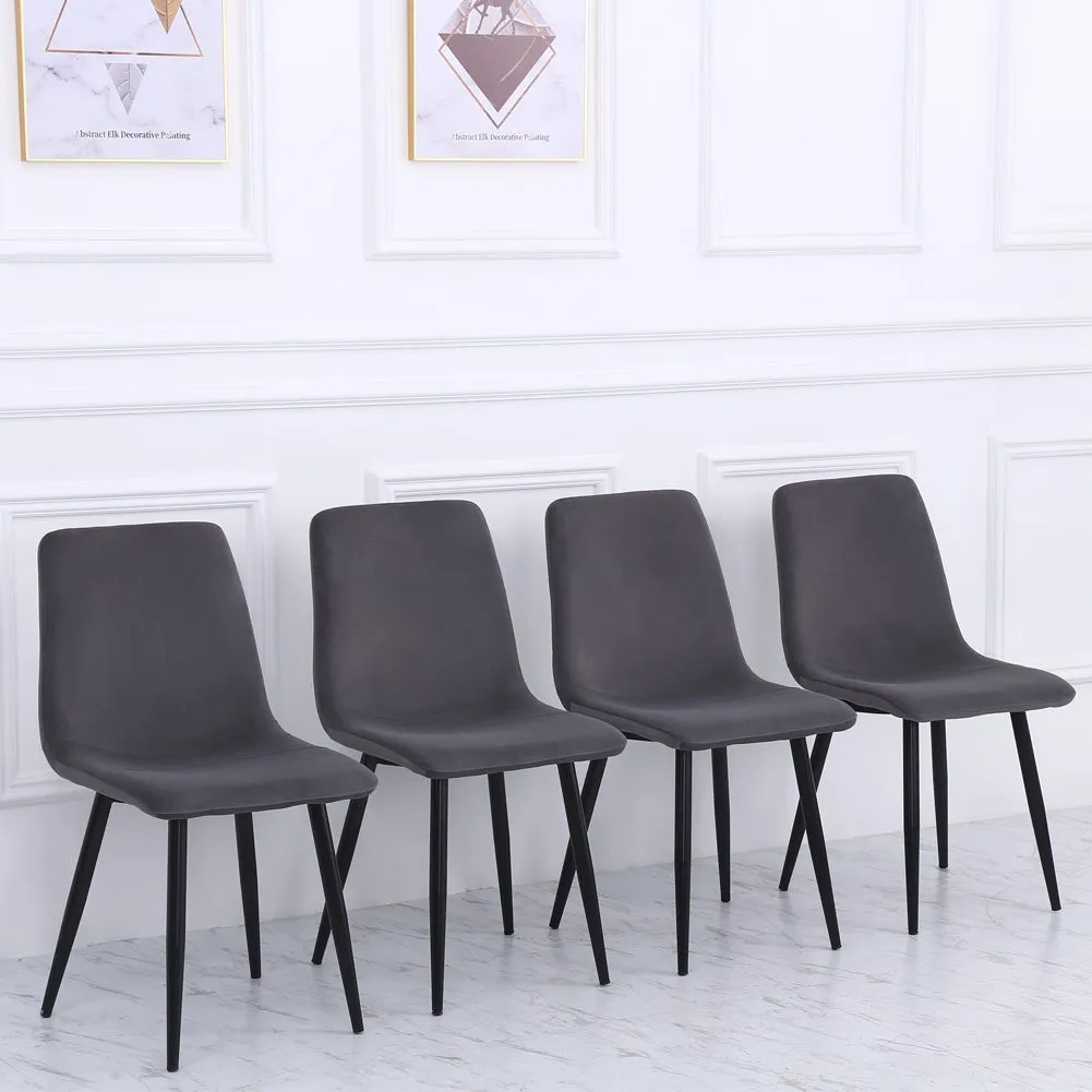 Set of 4 Curved Dining Chairs - Grey, Velvet image