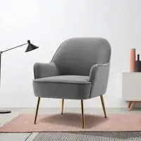 Shell-Back Armchair with Gold Legs - Velvet