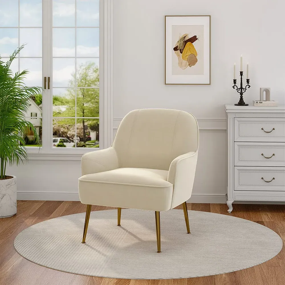 Shell-Back Armchair with Gold Legs - Velvet image