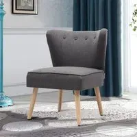 Single Armchair with Button Tufting - Grey, Velvet