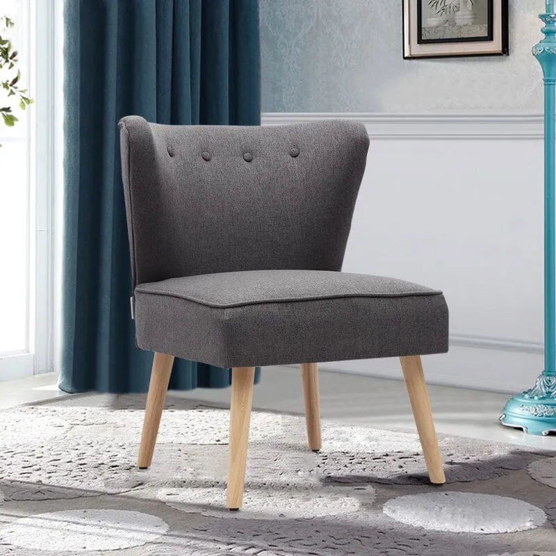 Single Armchair with Button Tufting - Grey, Velvet image