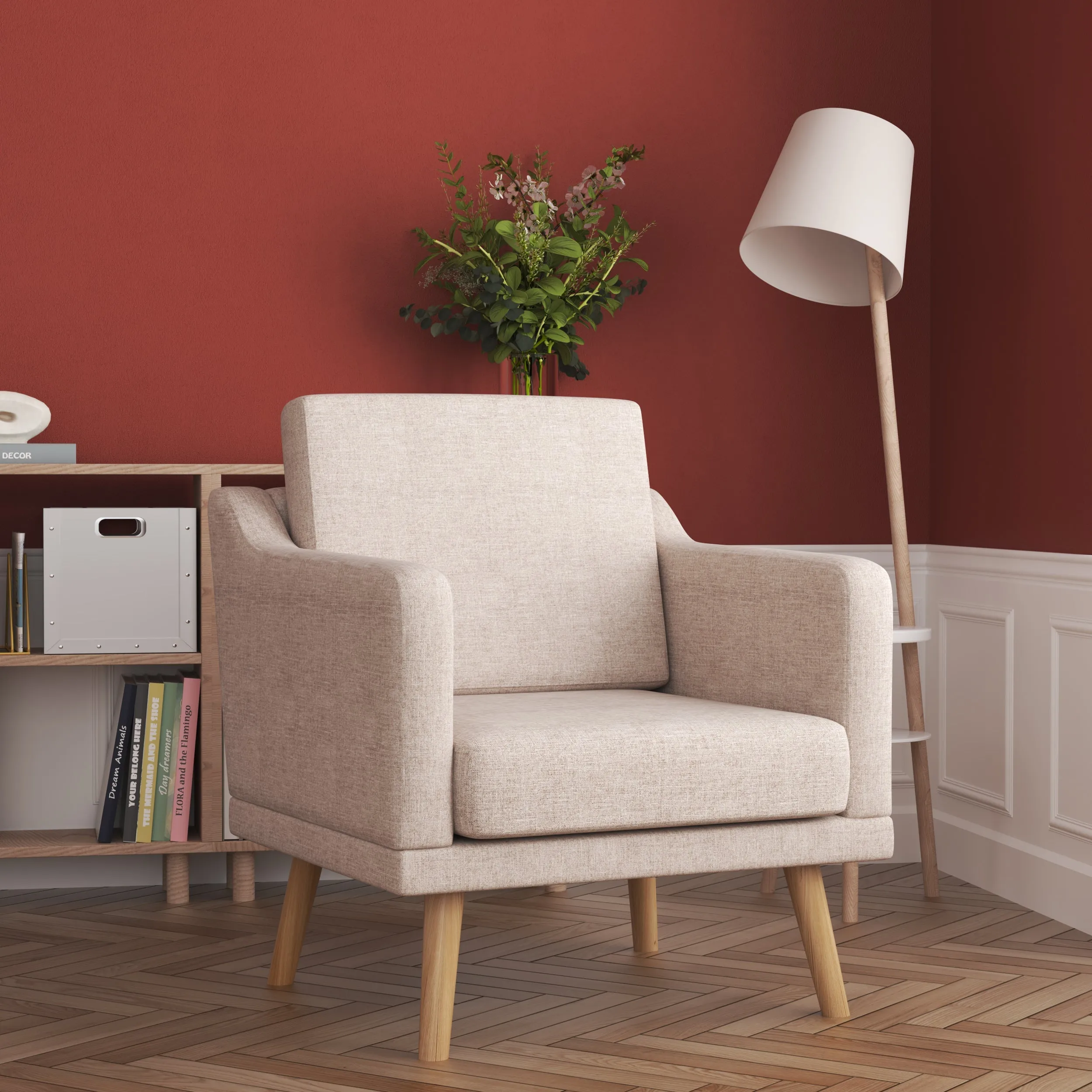 Single Armchair with Cushions - Linen image