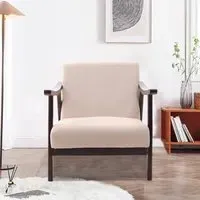 Single Armchair with Padding - Beige, Fabric