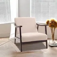 Single Armchair with Padding - Beige, Fabric