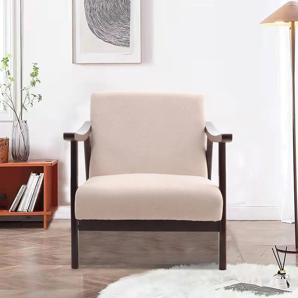 Single Armchair with Padding - Beige, Fabric image