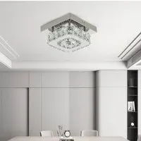 Square Crystal Ceiling Light - Chrome, Steel