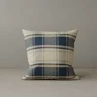 Square Cushion with Removable Cover - Blue, Cotton