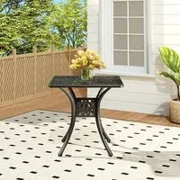 Square Garden Dining Table - Black, Cast Aluminium