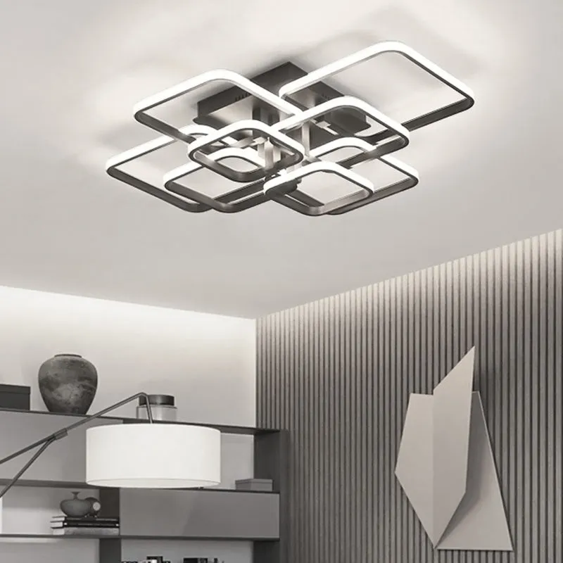 Square LED Ceiling Light 8-Light - White, Aluminum image