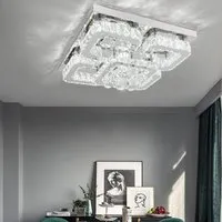 Square LED Ceiling Light Dimmable - Chrome, Crystal