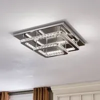 Square LED Ceiling Light with Crystal - Chrome