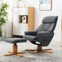 Swivel Recliner with Ottoman - Faux Leather
