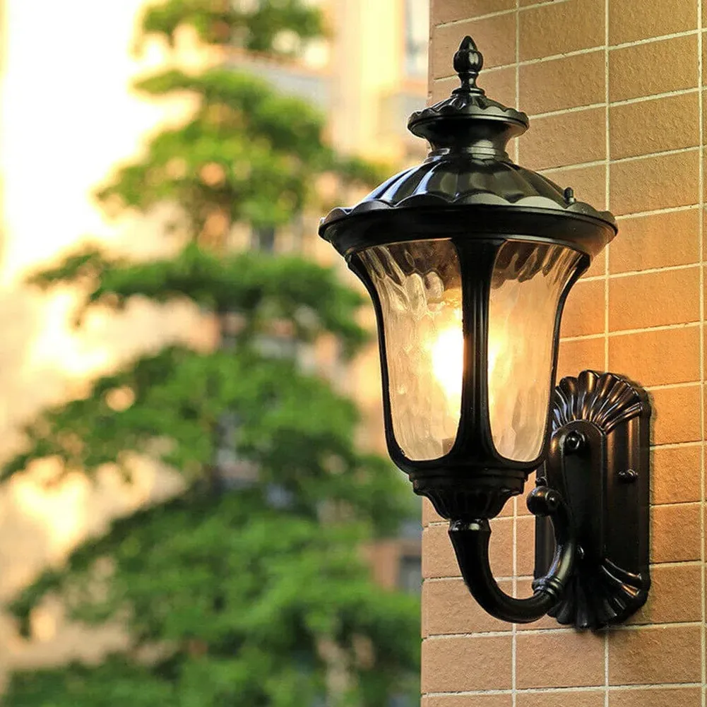 Traditional Wall Lantern with Glass - Black image