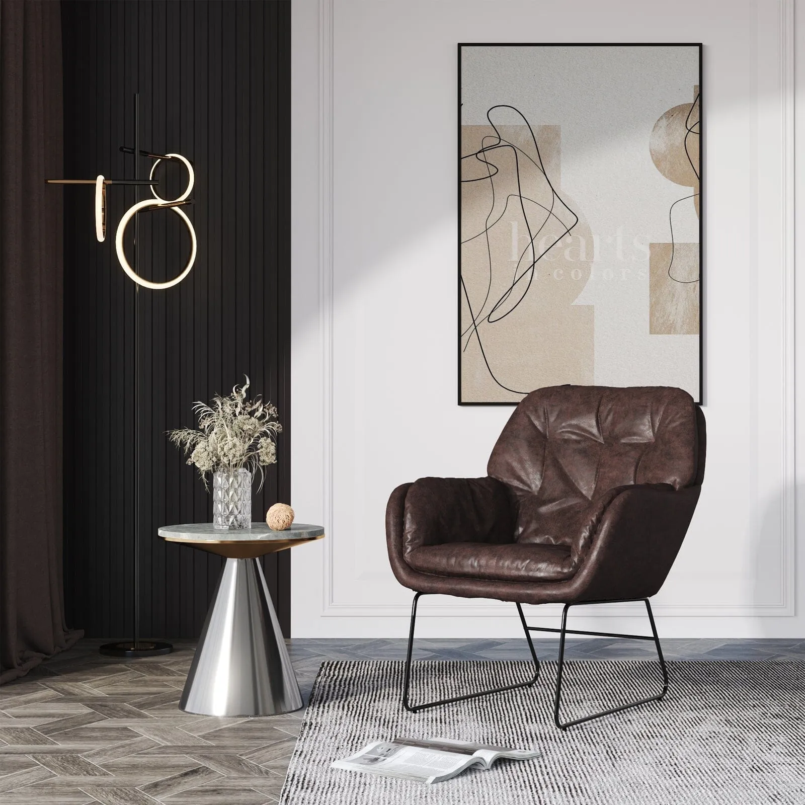 Tufted Armchair with Metal Legs image