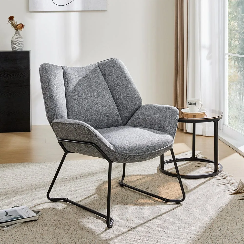 Tufted Armchair with Metal Legs