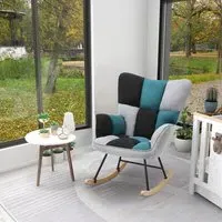 Tufted Rocking Chair with Armrests - Linen