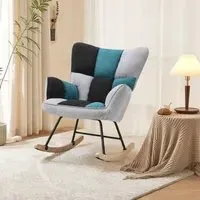 Tufted Rocking Chair with Armrests - Linen