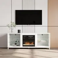 TV Stand with Electric Fireplace - MDF, Glass