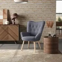 Upholstered Accent Chair with Wood Legs - Linen