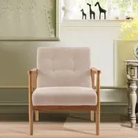 Upholstered Armchair with Button Tufting - Linen