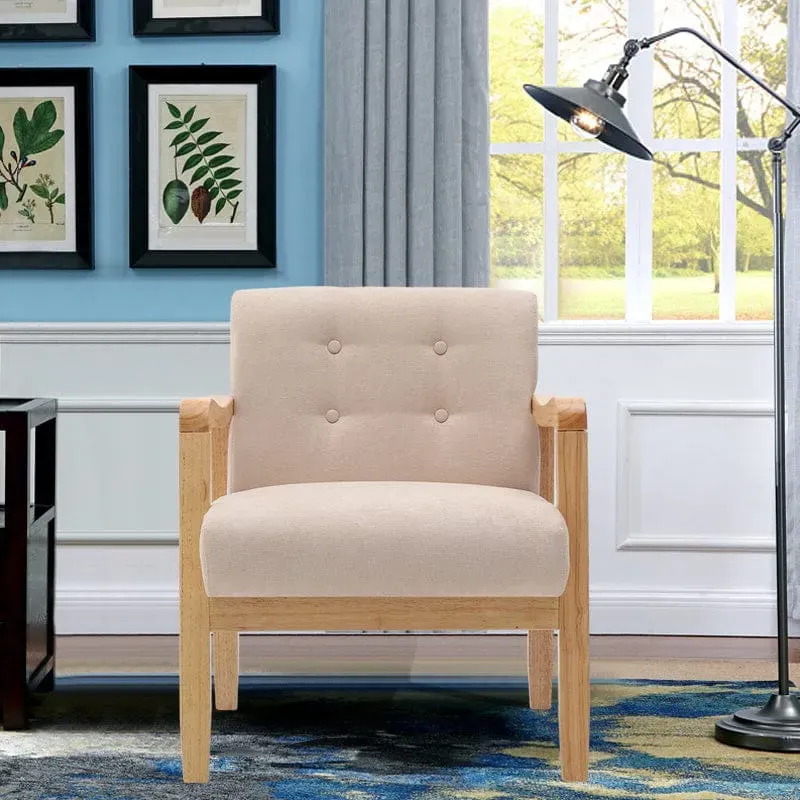 Upholstered Armchair with Button Tufting - Linen image