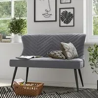 Upholstered Bench with Tufted Back - Grey, Velvet