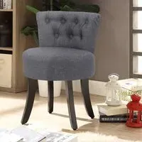 Upholstered Stool with Tufted Buttons - Velvet