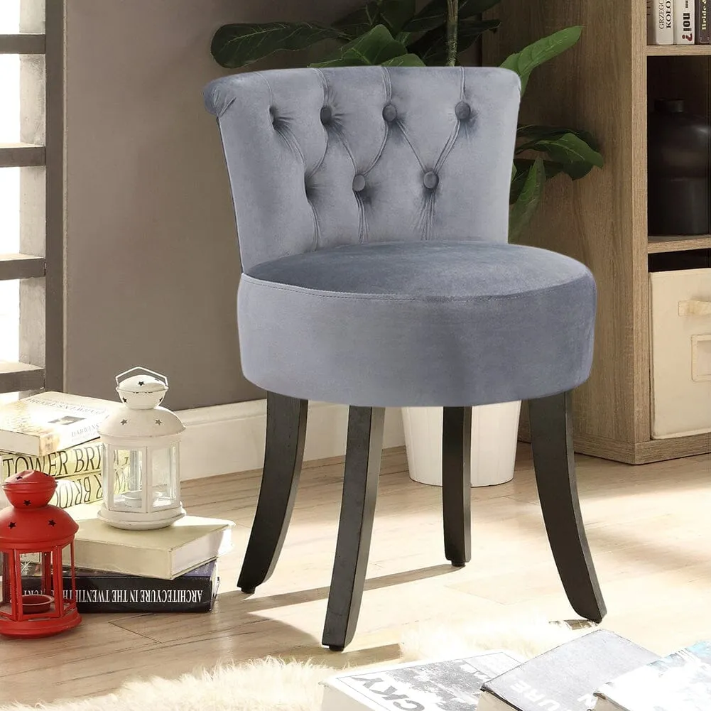 Upholstered Stool with Tufted Buttons - Velvet