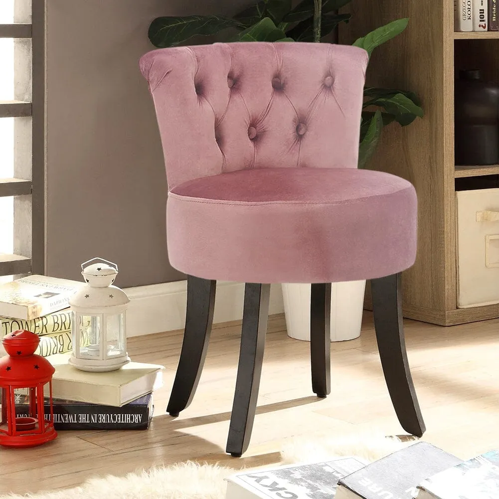 Upholstered Stool with Tufted Buttons - Velvet