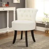 Upholstered Stool with Tufted Buttons - Velvet