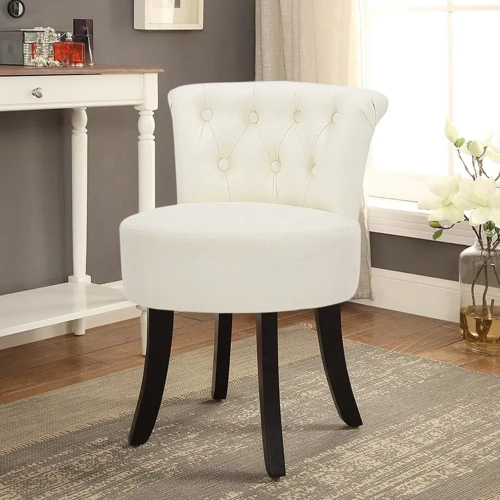 Upholstered Stool with Tufted Buttons - Velvet