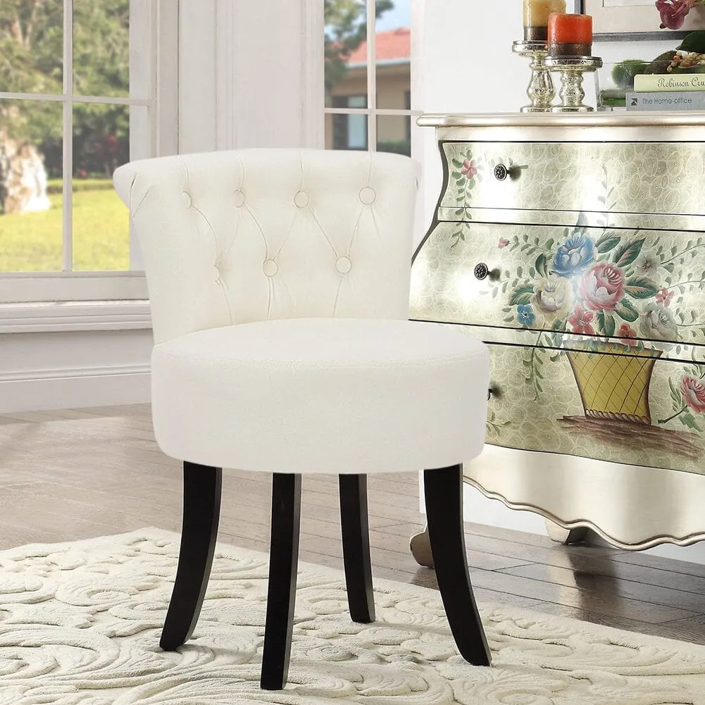 Upholstered Stool with Tufted Buttons - Velvet