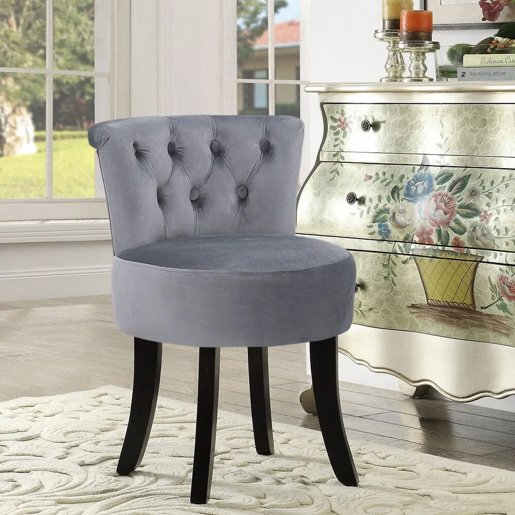 Upholstered Stool with Tufted Buttons - Velvet image