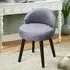 Vanity Stool with Low Back - Grey, Velvet